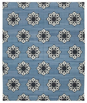 Navamo Duri Kilim Mavi Geometrik Desenli Dokuma Modern Kilim 247x297 cm