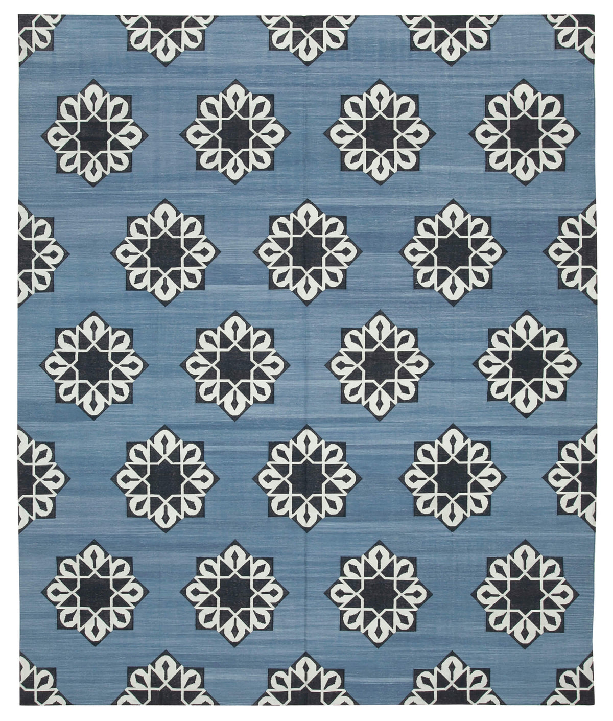Navamo Duri Kilim Mavi Geometrik Desenli Dokuma Modern Kilim 247x297 cm