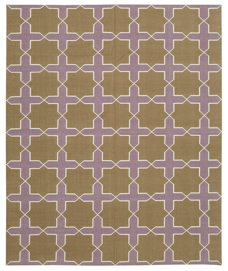 Navamo Duri Kilim Kahverengi Geometrik Desenli Halı 247x304 cm 32640