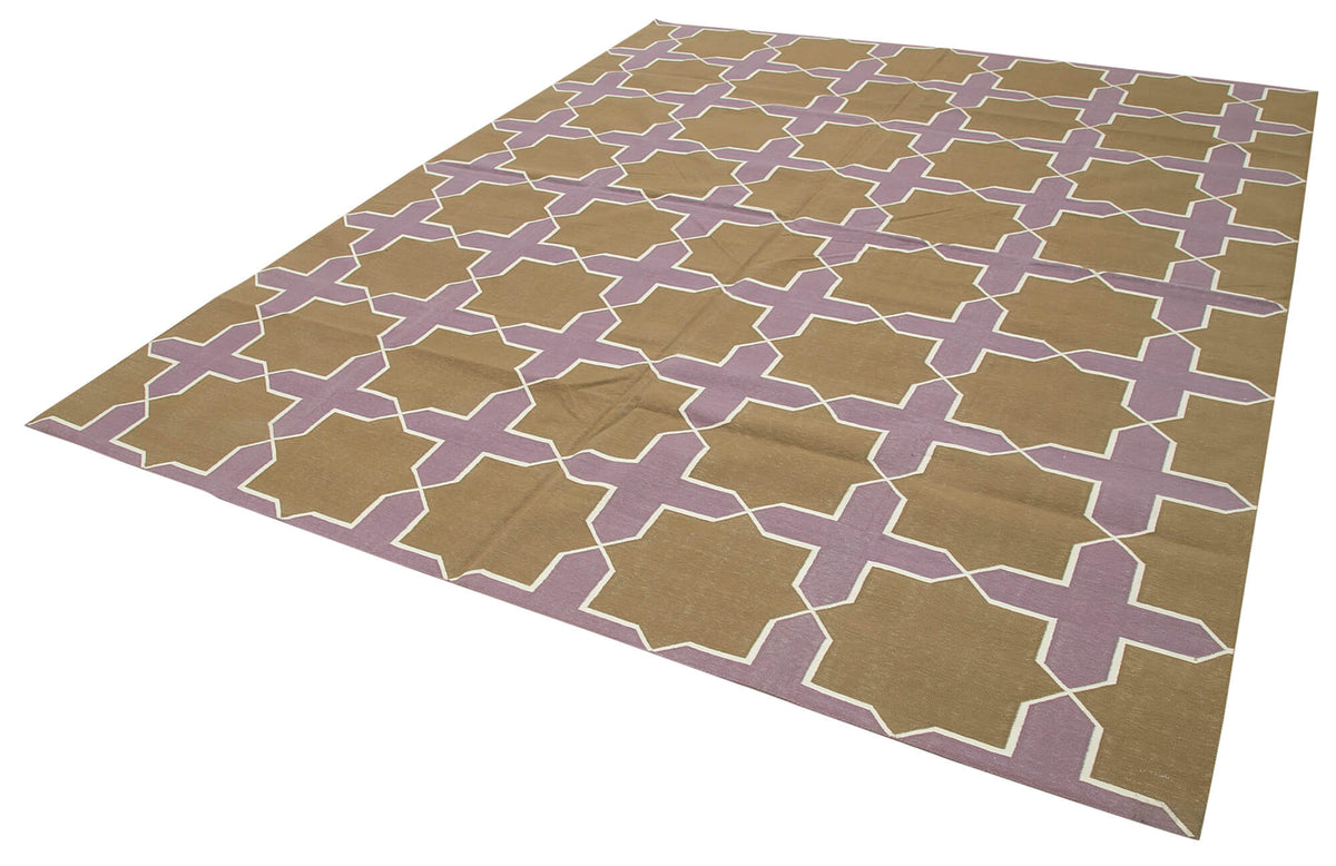 Navamo Duri Kilim Kahverengi Geometrik Desenli Halı 247x304 cm 32640 – doku yakın çekim