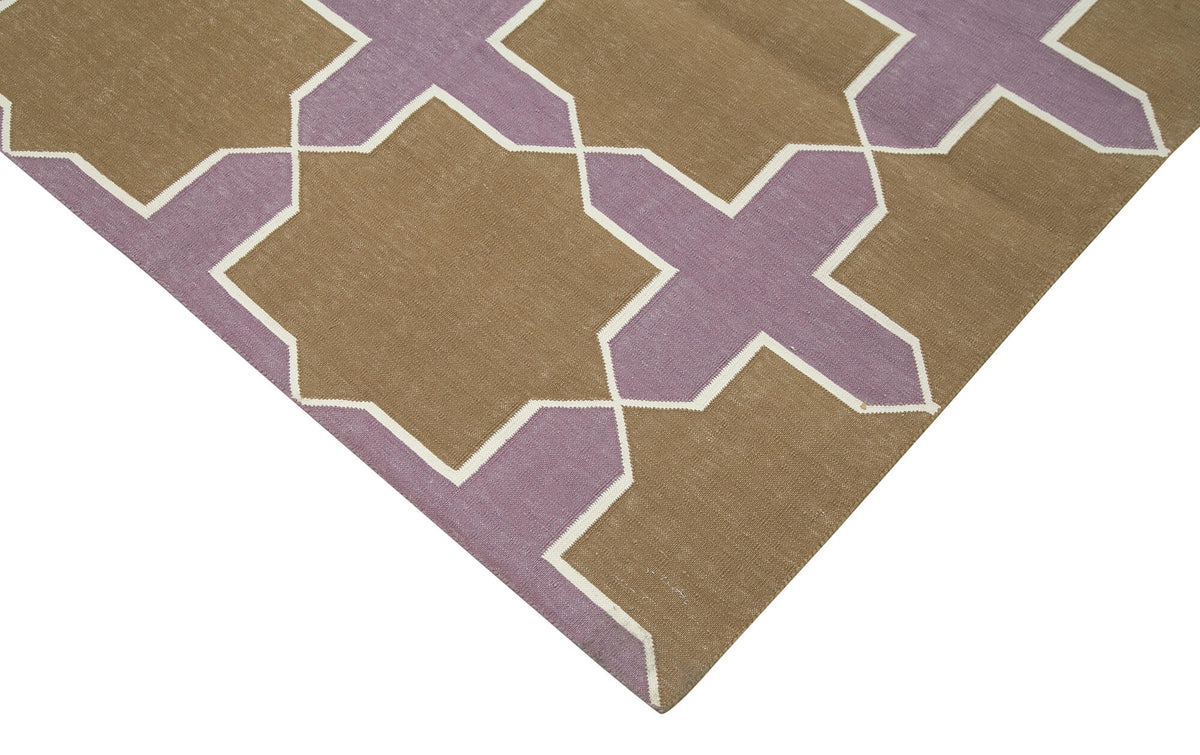 Navamo Duri Kilim Kahverengi Geometrik Desenli Halı 247x304 cm 32640 – detay görünümü