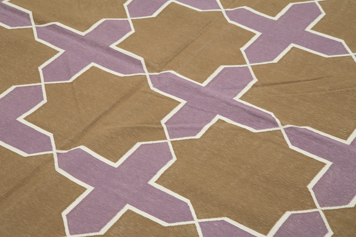 Navamo Duri Kilim Kahverengi Geometrik Desenli Halı 247x304 cm 32640 – mekânda kullanım
