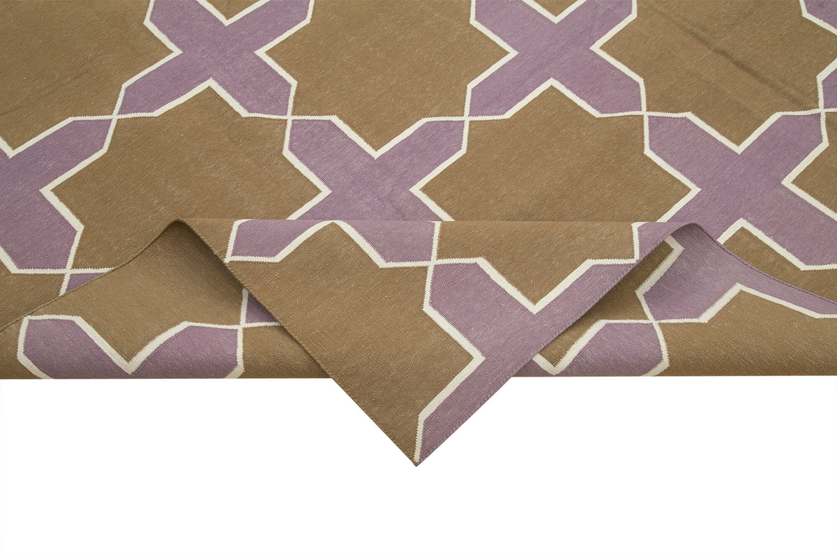 Navamo Duri Kilim Kahverengi Geometrik Desenli Halı 247x304 cm 32640 – kenar detayı