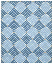 Navamo Mavi Beyaz Geometrik Desenli Duri Kilim 246x300 cm