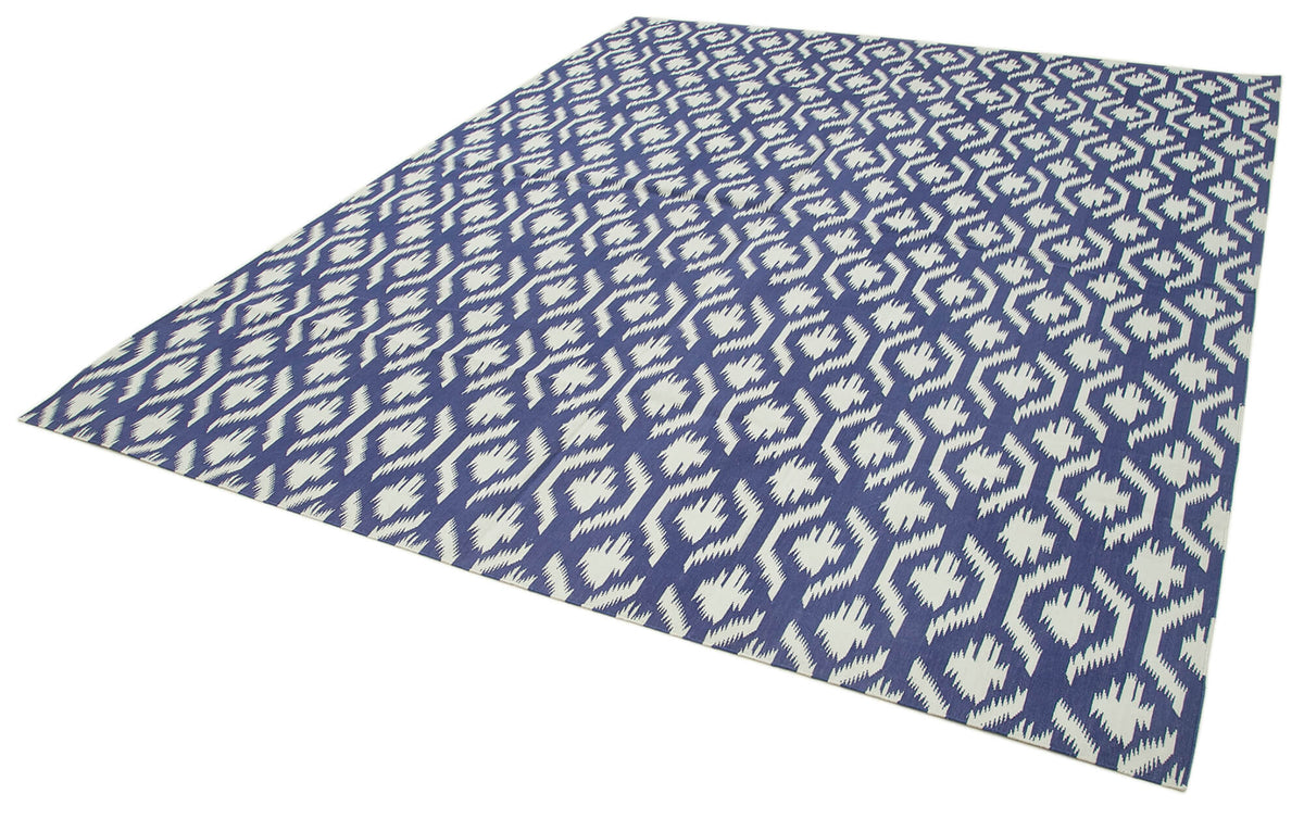 Navamo Duri Kilim Lacivert Geometrik Desenli El Dokuma 245x300 cm – doku yakın çekim