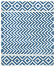 Navamo Mavi Beyaz Geometrik Desenli Pamuk El Dokuma Duri Kilim 250x300 cm