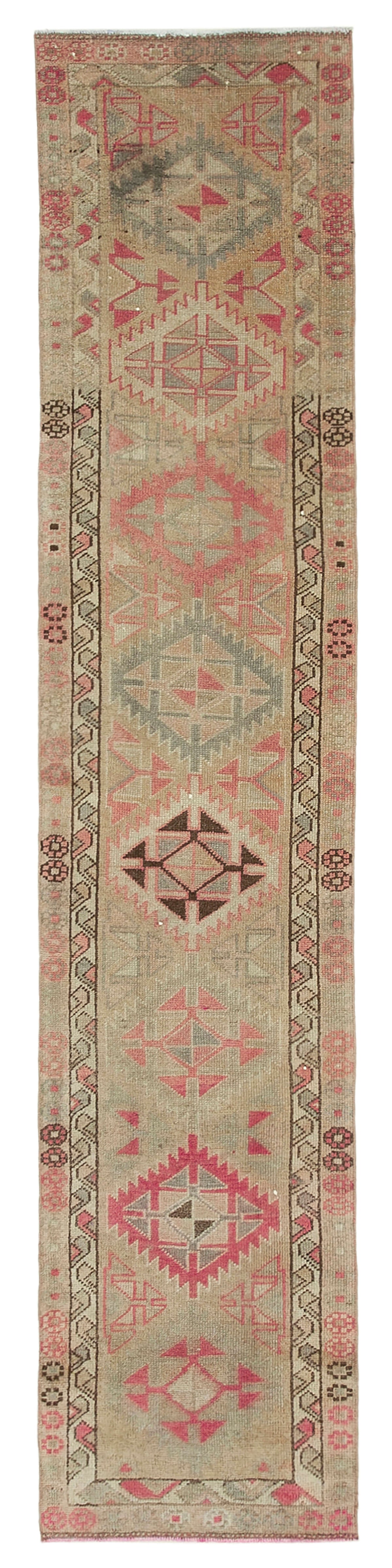 Zolvo, beżowy dywan vintage z geometrycznym wzorem, chodnik, 81x396 cm 32719