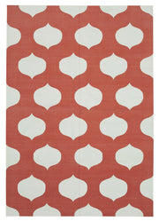 Navamo Beyaz Modern Halı: Kırmızı Geometrik Desenli Duri Kilim 190x272 cm