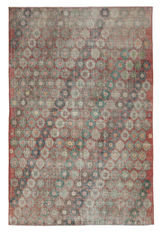 Bevra Gri Kırmızı Geometrik Desenli Damalı El Dokuma Halı 185x280 cm