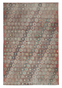 Bevra Gri Kırmızı Geometrik Desenli Damalı El Dokuma Halı 185x280 cm