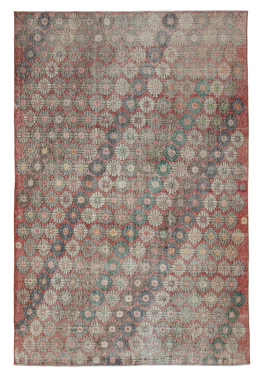 Bevra Gri Kırmızı Geometrik Desenli Damalı El Dokuma Halı 185x280 cm