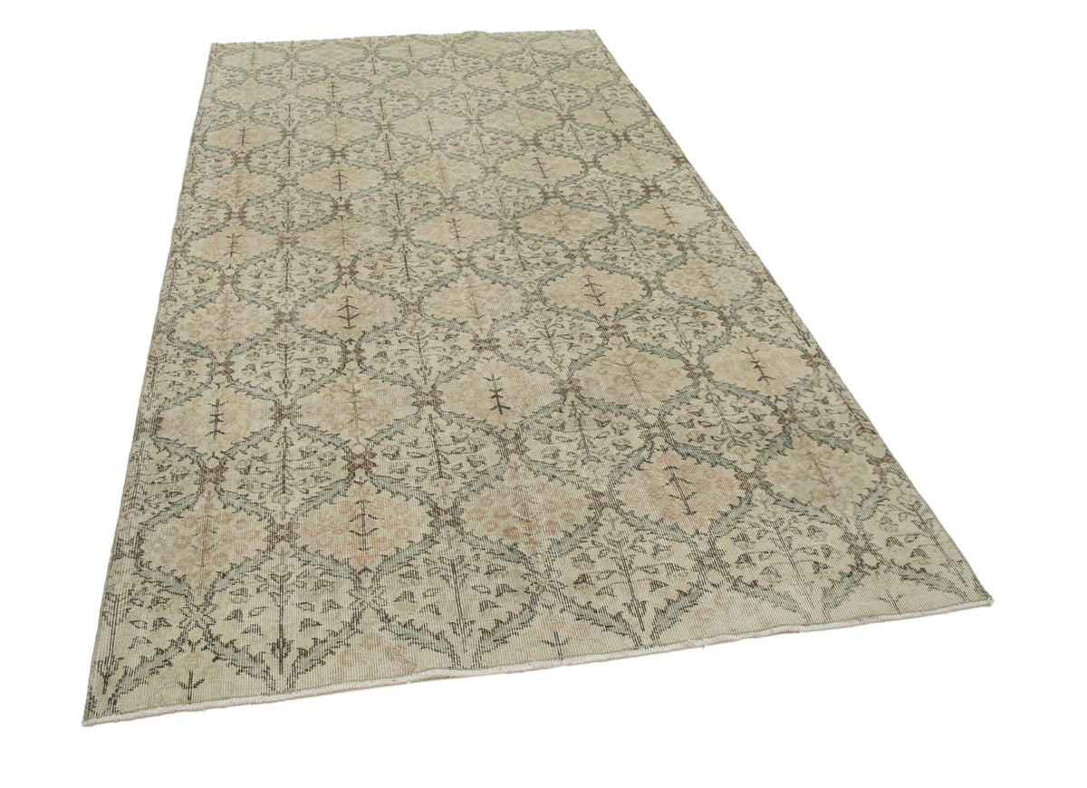 Bevra Bej Geometrik Desenli Vintage Damalı El Dokuma Halı 161x292 cm – genel görünüm