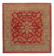 Vamave Kırmızı Gri Madalyon Desenli Uşak El Dokuma Halı 274x279 cm