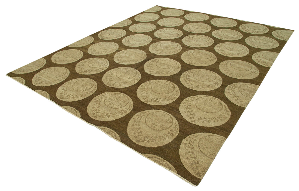 Vamave Modern Geometrik Desenli Düz Kahverengi Uşak Halısı 245x310 cm – doku yakın çekim