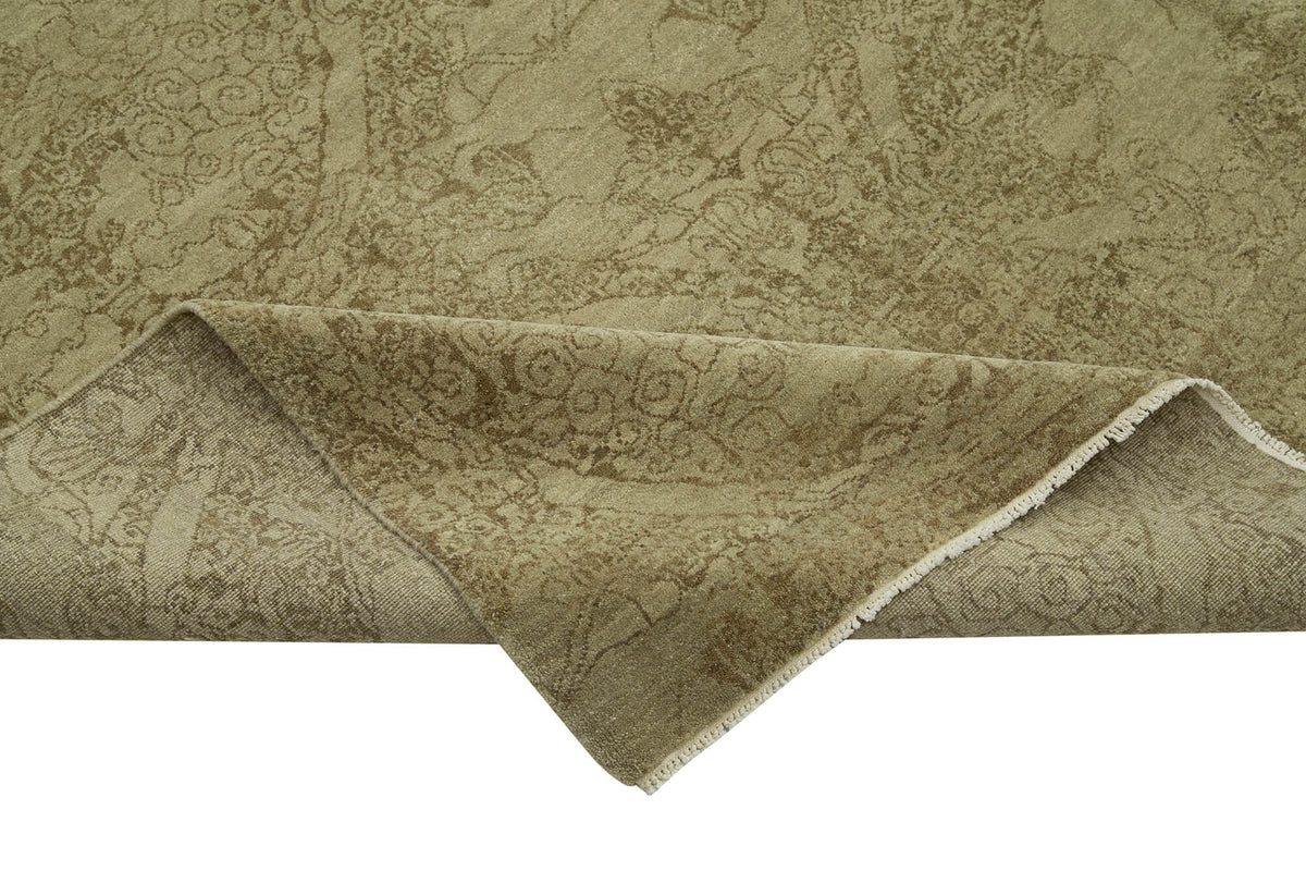 Vamave Uşak Bej Kahverengi Madalyonlu El Dokuma Halı 245x405 cm – kenar detayı