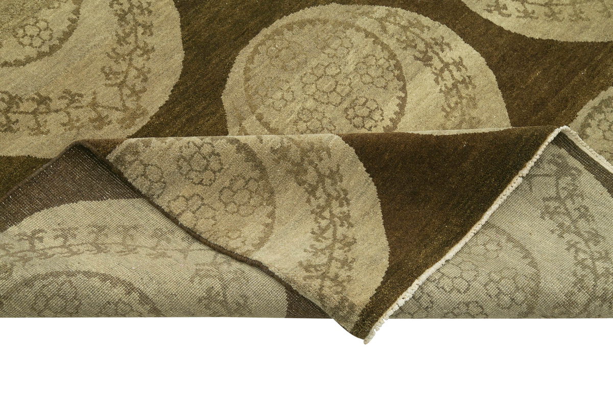 Vamave Dokuma Modern Kahverengi Geometrik Desenli Uşak Halısı 270x367 cm – kenar detayı