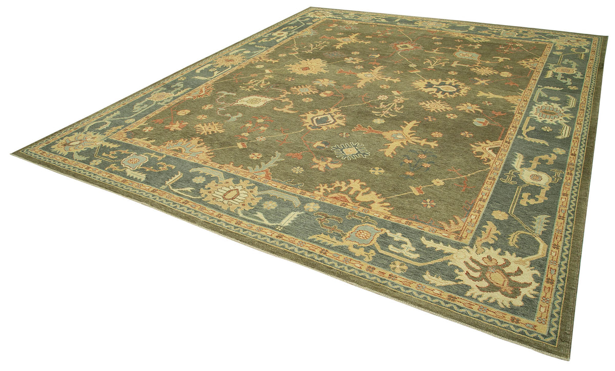 Vamave Geometrik Desenli Uşak Halı Gri ve Turkuaz 333x396 cm 33712 – doku yakın çekim