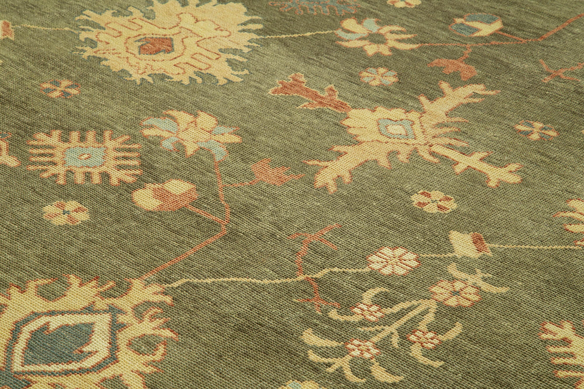 Vamave Geometrik Desenli Uşak Halı Gri ve Turkuaz 333x396 cm 33712 – mekânda kullanım