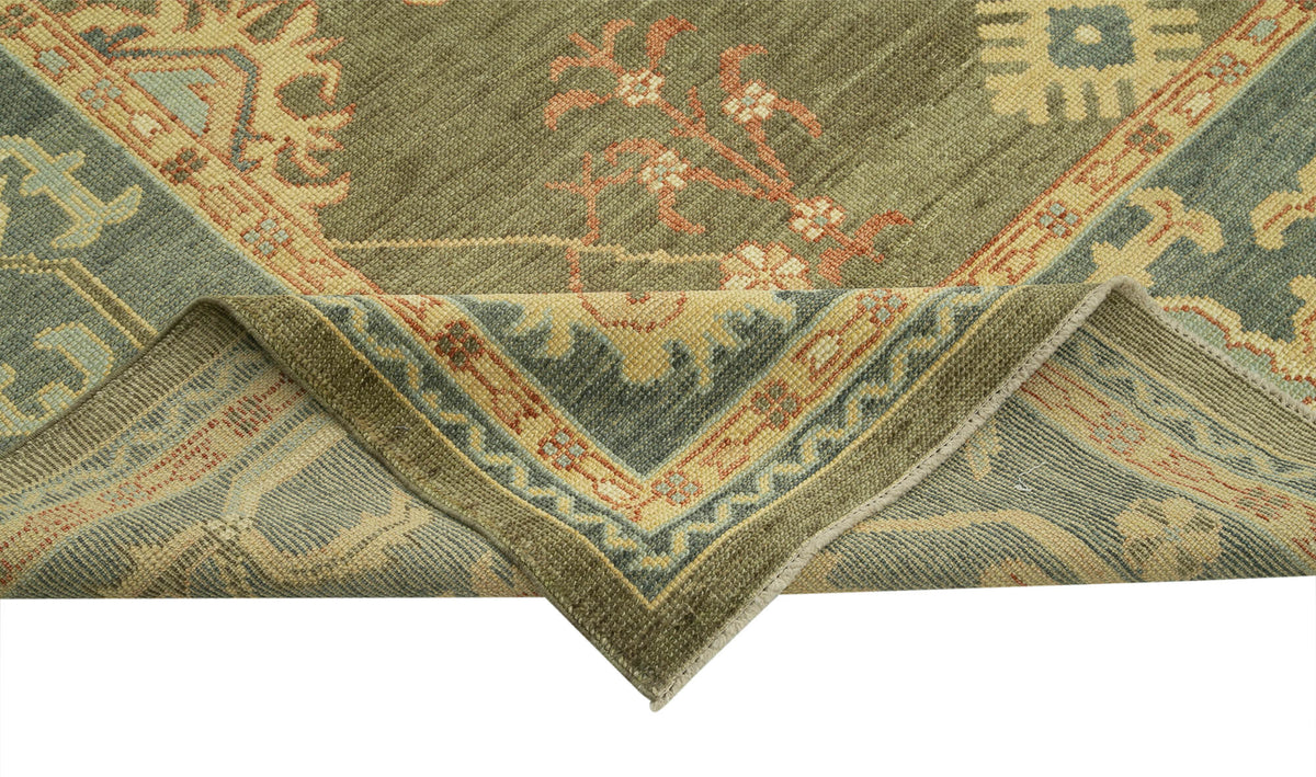 Vamave Geometrik Desenli Uşak Halı Gri ve Turkuaz 333x396 cm 33712 – kenar detayı