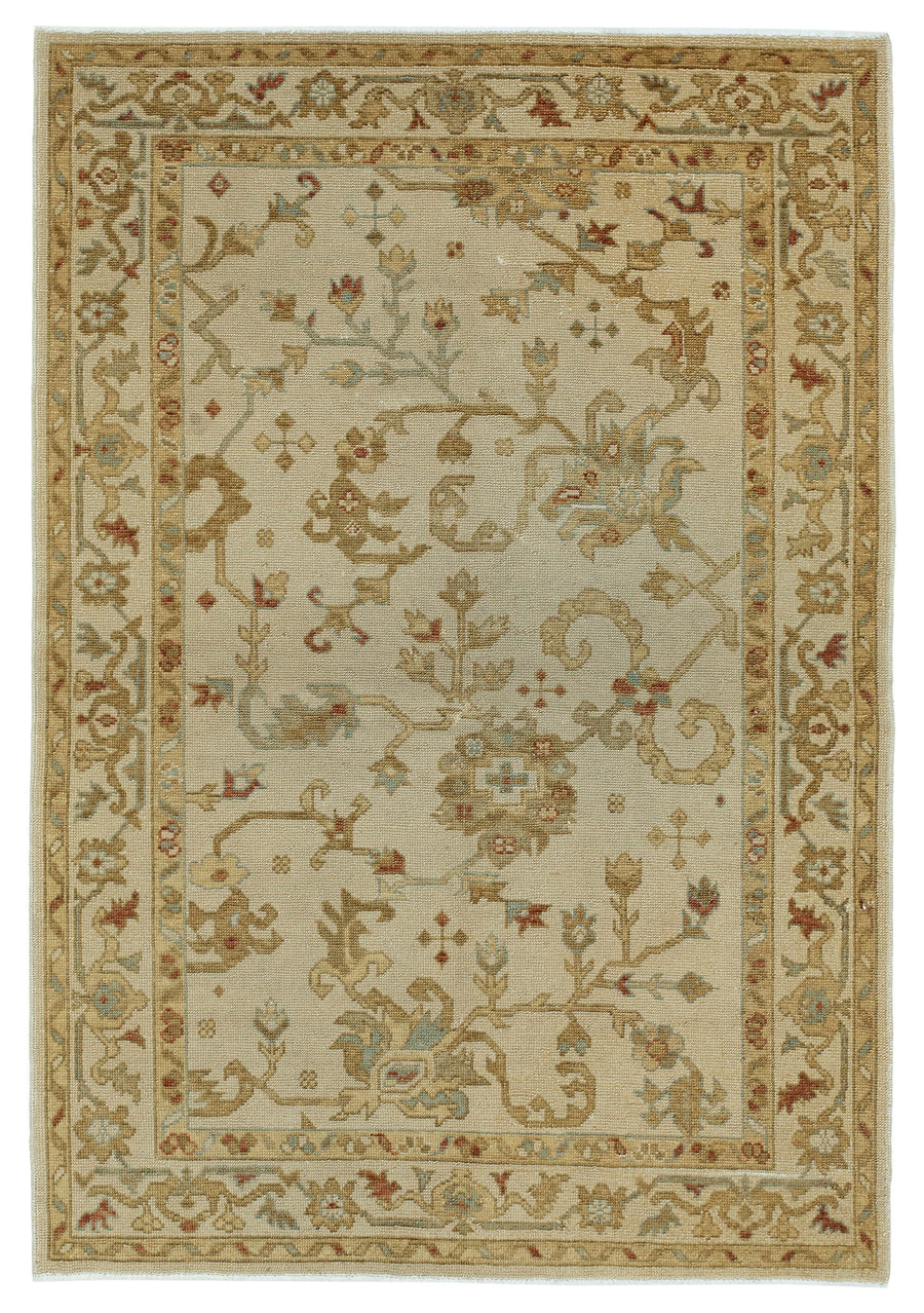 Lomli Vintage Uşak Halısı Bej Kahverengi Çiçekli 127x184 cm 33806