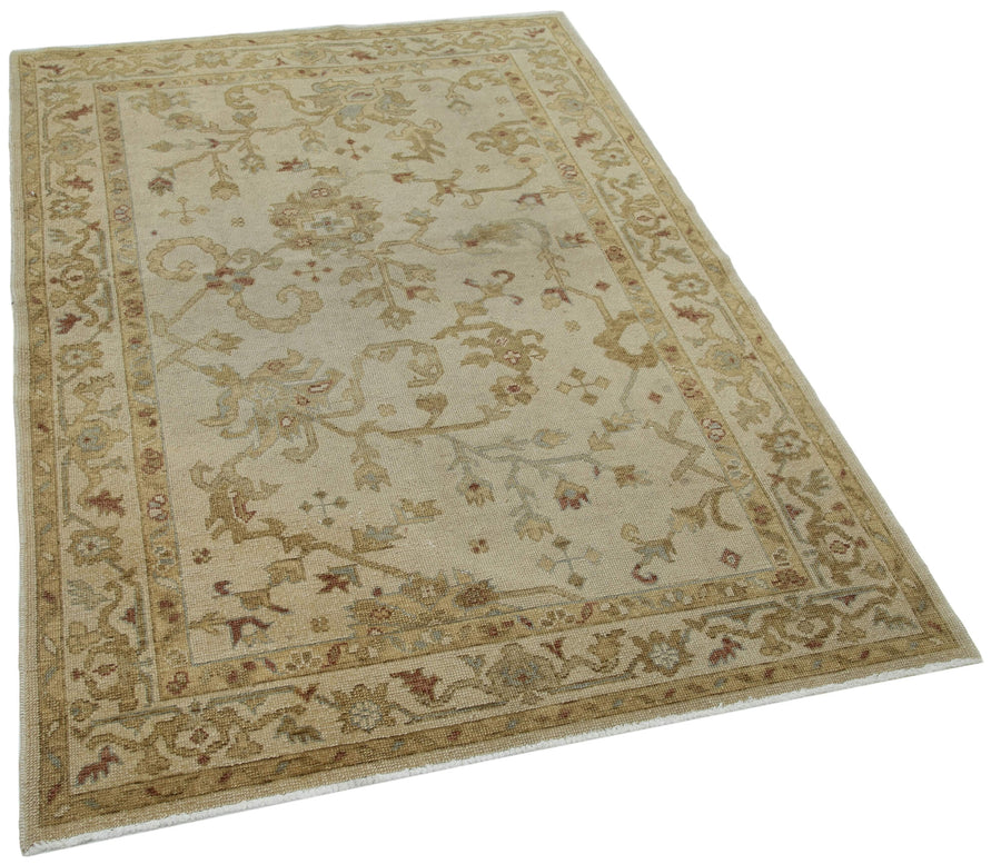 Lomli Vintage Uşak Halısı Bej Kahverengi Çiçekli 127x184 cm 33806 – genel görünüm