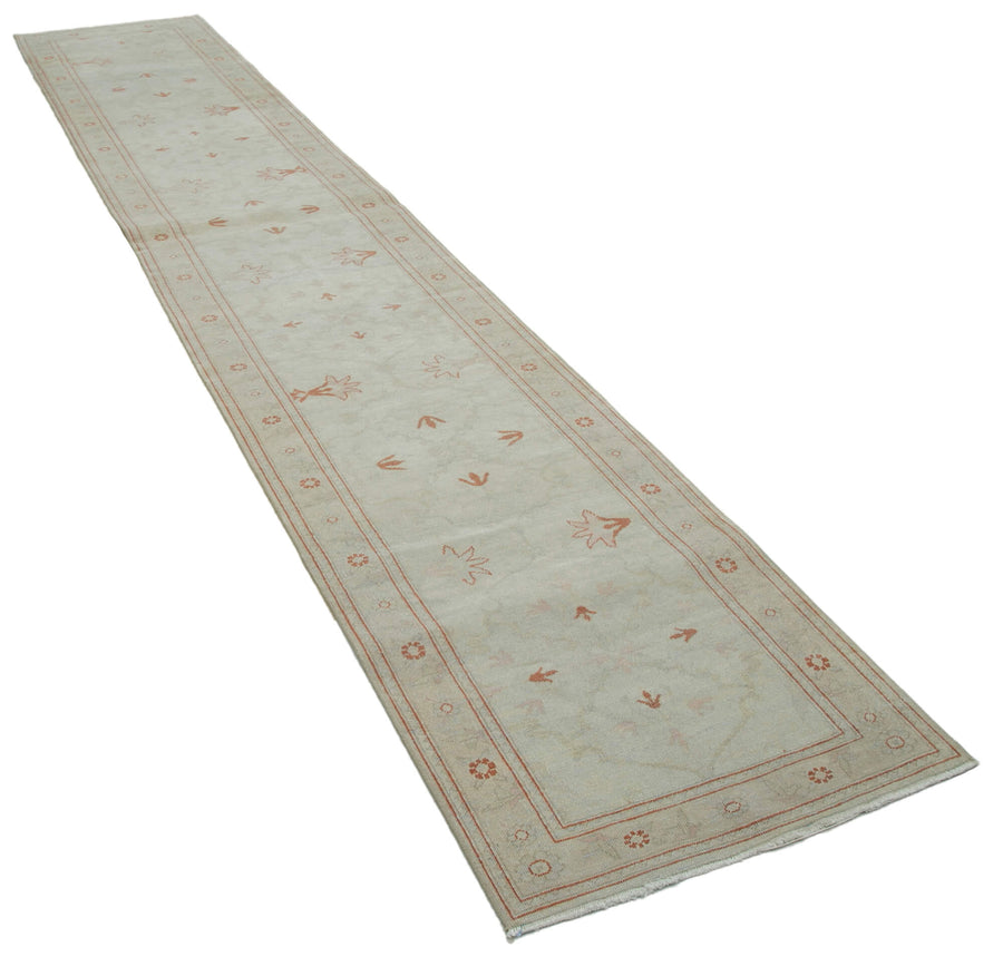 Kirzo Bej Turuncu Geometrik Desenli El Dokuma Yolluk 77x417 cm – genel görünüm