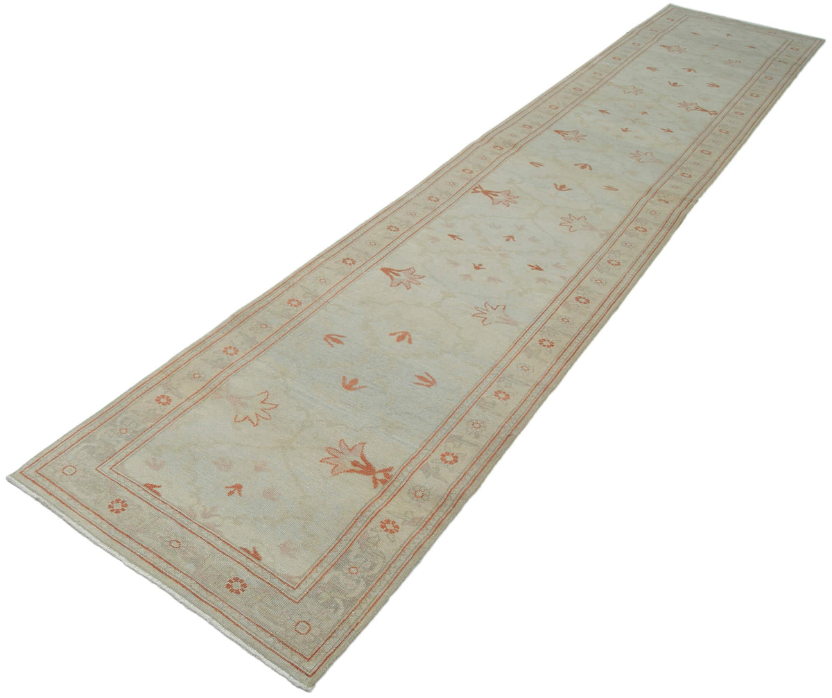Kirzo Bej Turuncu Geometrik Desenli El Dokuma Yolluk 77x417 cm – doku yakın çekim