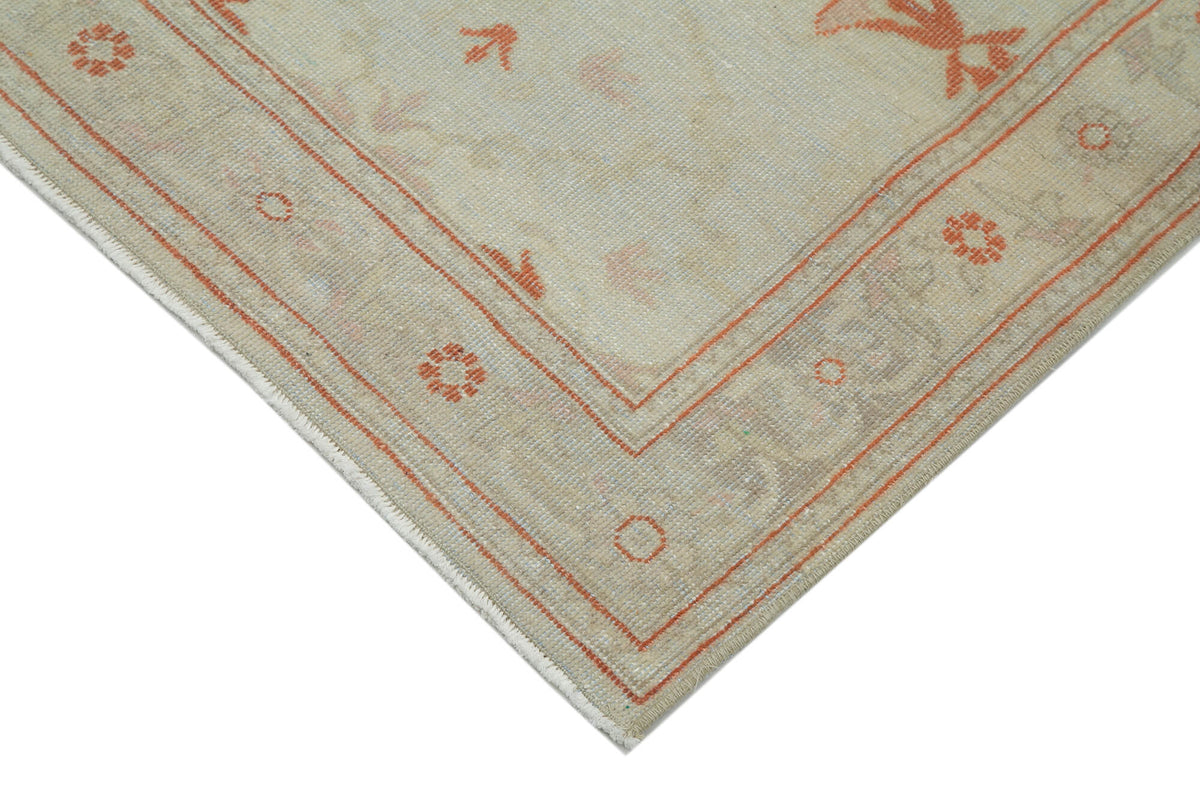 Kirzo Bej Turuncu Geometrik Desenli El Dokuma Yolluk 77x417 cm – detay görünümü