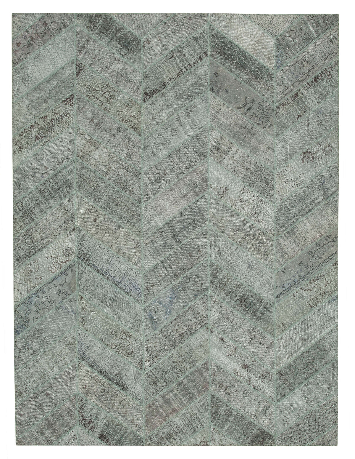 Neyra Gri Antrasit Geometrik Patchwork El Dokuma Halı 277x369 cm