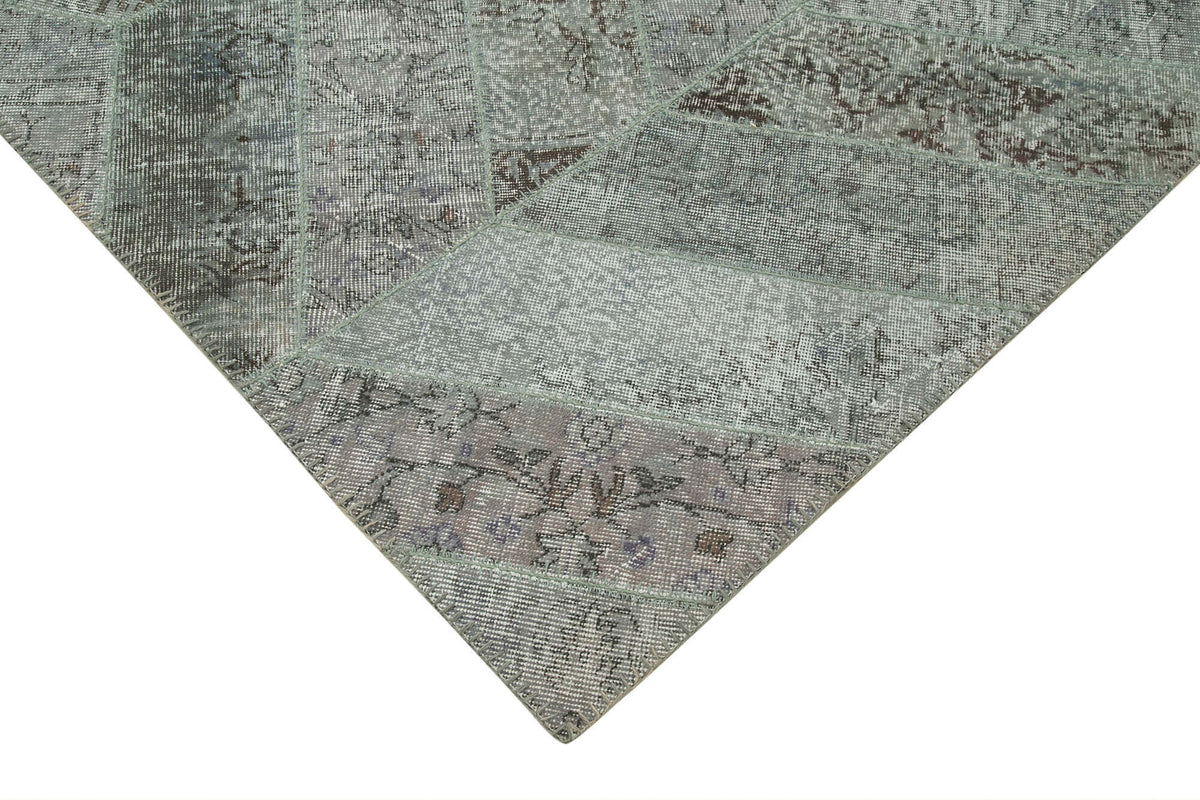 Neyra Gri Antrasit Geometrik Patchwork El Dokuma Halı 277x369 cm – detay görünümü