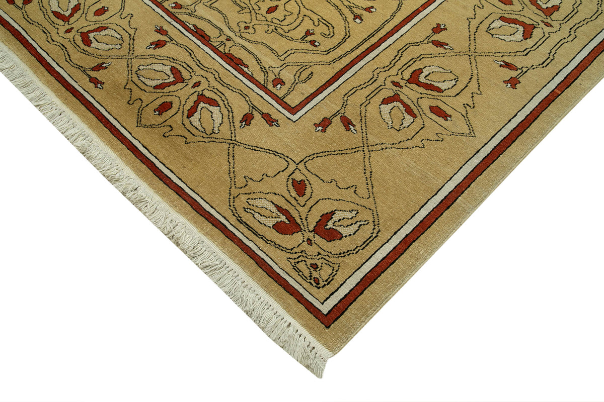 Vamave Vintage Uşak Halısı Düz Bej Zeminli Madalyon Desenli 300x400 cm – detay görünümü
