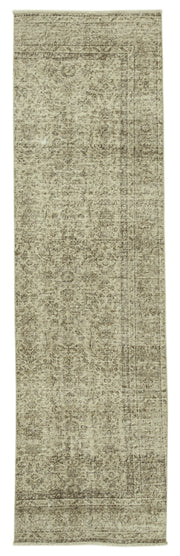 Zelivi Bej Kahverengi Çiçek Desenli Overdyed Runner 86x301 cm