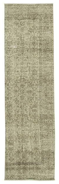 Zelivi Bej Kahverengi Çiçek Desenli Overdyed Runner 86x301 cm