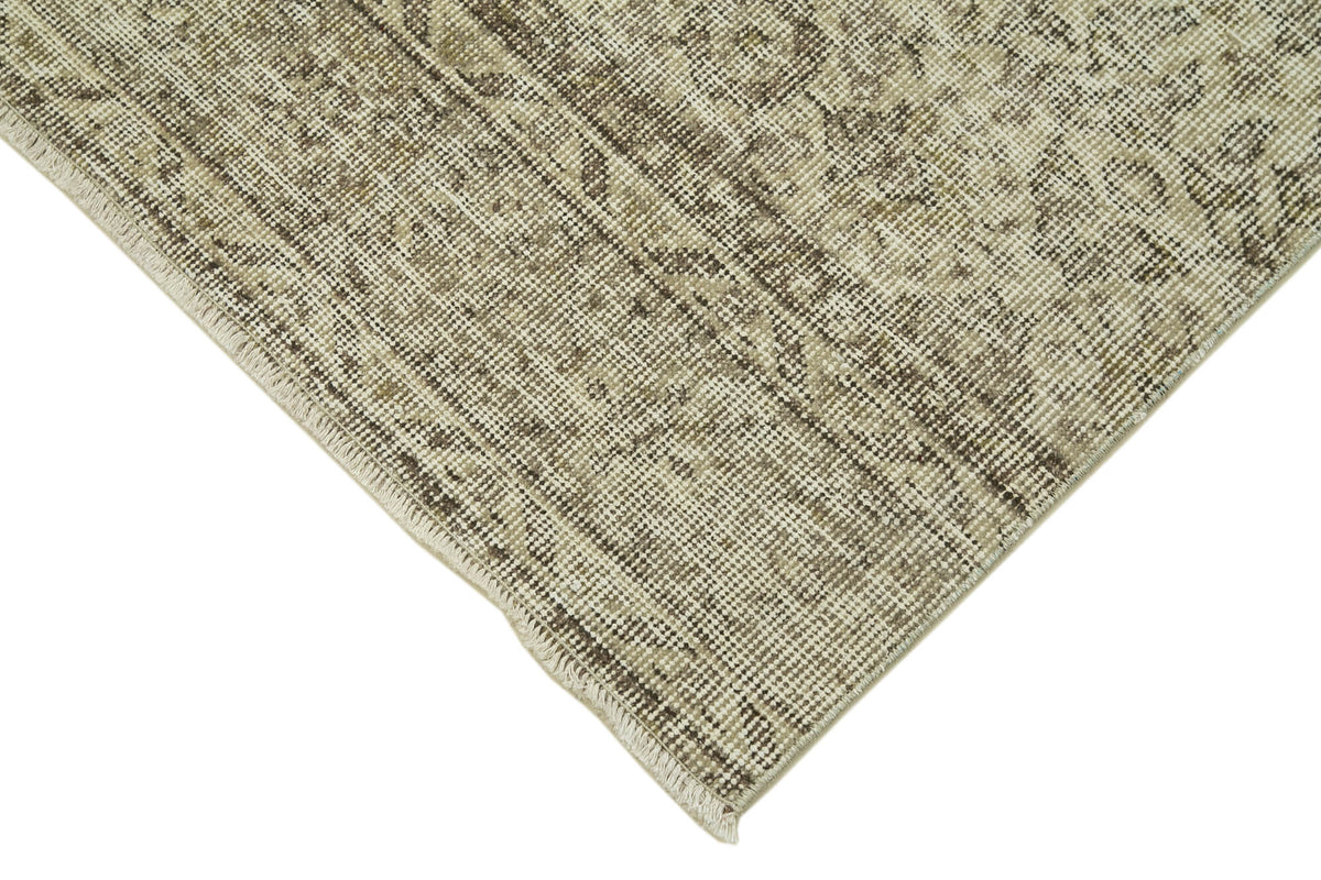 Zelivi Bej Kahverengi Çiçek Desenli Overdyed Runner 86x301 cm – detay görünümü