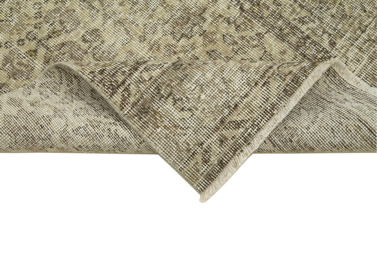 Zelivi Bej Kahverengi Çiçek Desenli Overdyed Runner 86x301 cm – kenar detayı