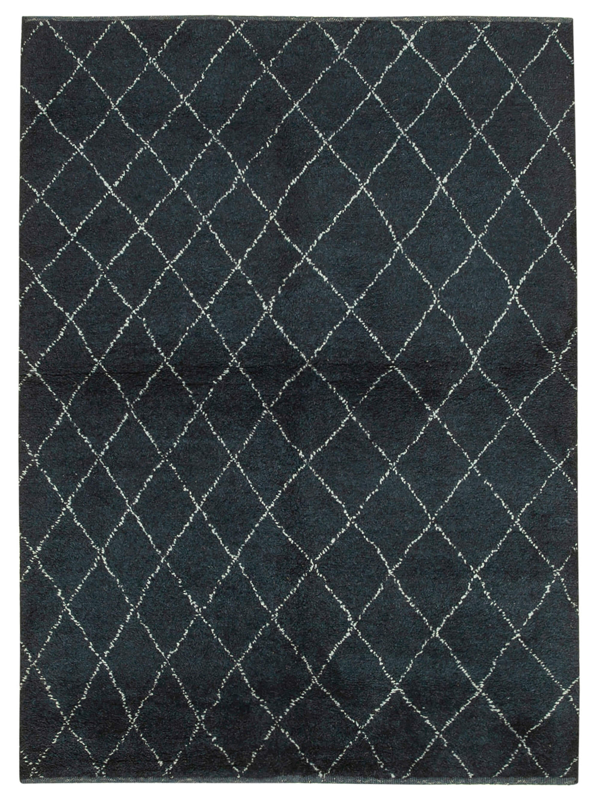Veylo Siyah Beyaz Halı Fas Stili Geometrik Desenli 155x208 cm