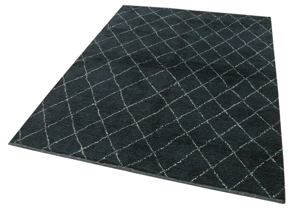 Veylo Siyah Beyaz Halı Fas Stili Geometrik Desenli 155x208 cm – doku yakın çekim