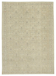 Fluva Bej Çiçek Desenli Lacivert Bordürlü El Dokuma Halı 250x347 cm