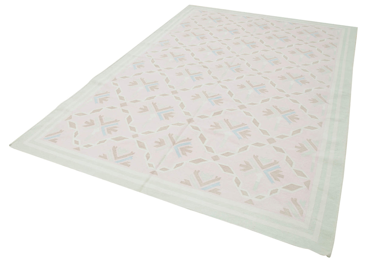 Navamo Dokuma Modern Duri Kilim Pastel Renkli Geometrik 187x281 cm – doku yakın çekim