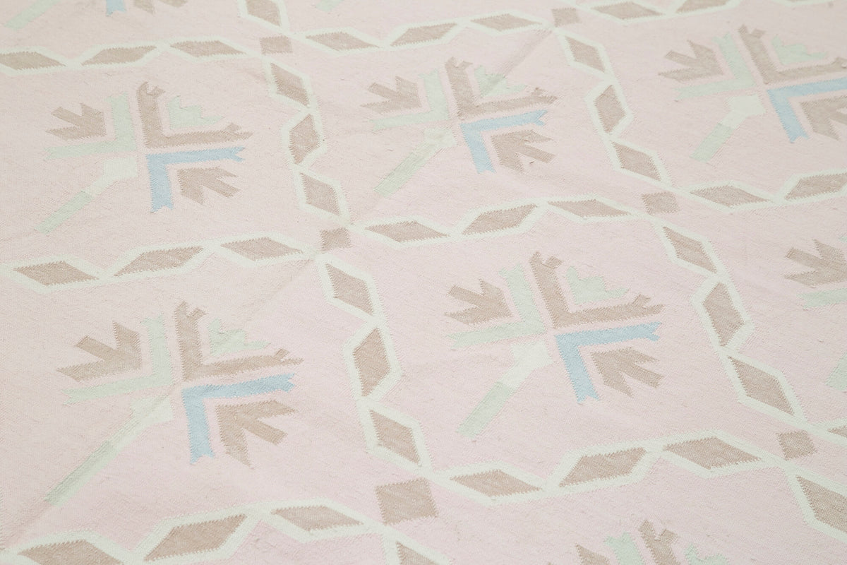 Navamo Dokuma Modern Duri Kilim Pastel Renkli Geometrik 187x281 cm – mekânda kullanım