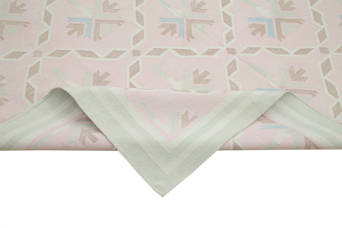 Navamo Dokuma Modern Duri Kilim Pastel Renkli Geometrik 187x281 cm – kenar detayı