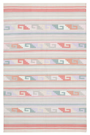 Navamo Bej Pembe Geometrik Desenli Duri El Dokuma Kilim 177x277 cm