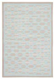 Navamo Dokuma Modern Bej ve Turkuaz Bordürlü Kilim 183x269 cm 38264