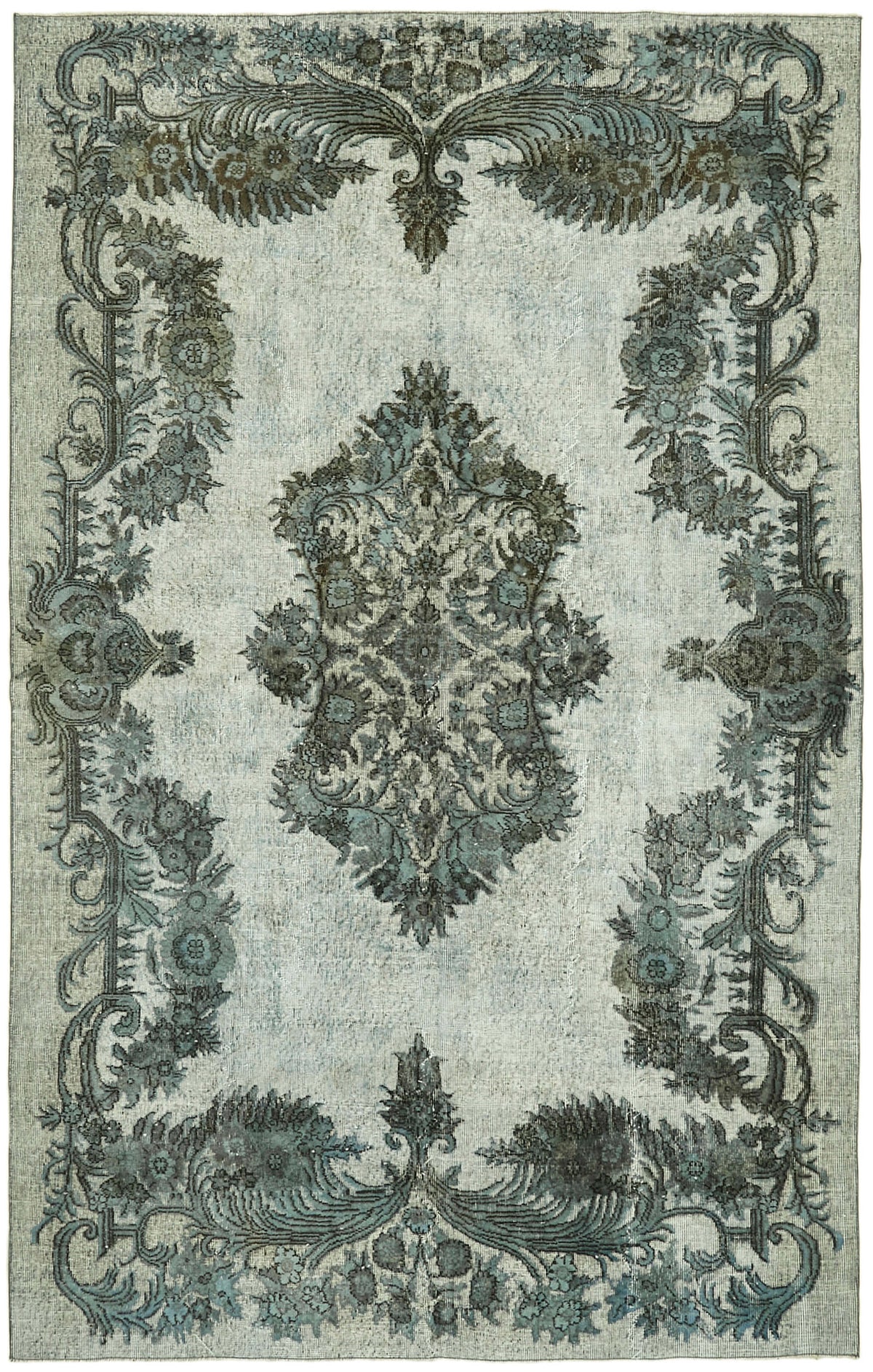 Besko Madalyon Desenli Kırmızı Gri Vintage Oyma Halı 202x315 cm