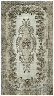 Besko Madalyon Desenli Bej ve Gri Eskitme Oyma Halı 170x298 cm