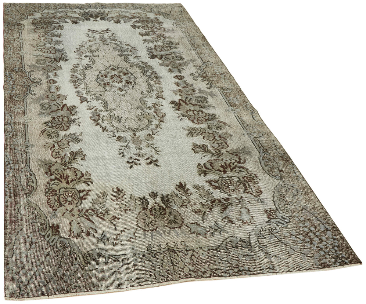 Besko Madalyon Desenli Bej ve Gri Eskitme Oyma Halı 170x298 cm – genel görünüm