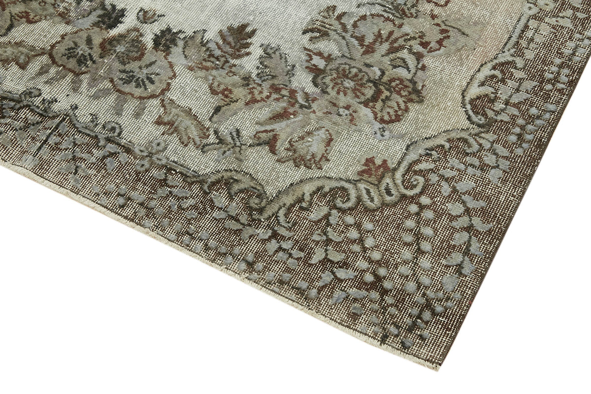 Besko Madalyon Desenli Bej ve Gri Eskitme Oyma Halı 170x298 cm – detay görünümü