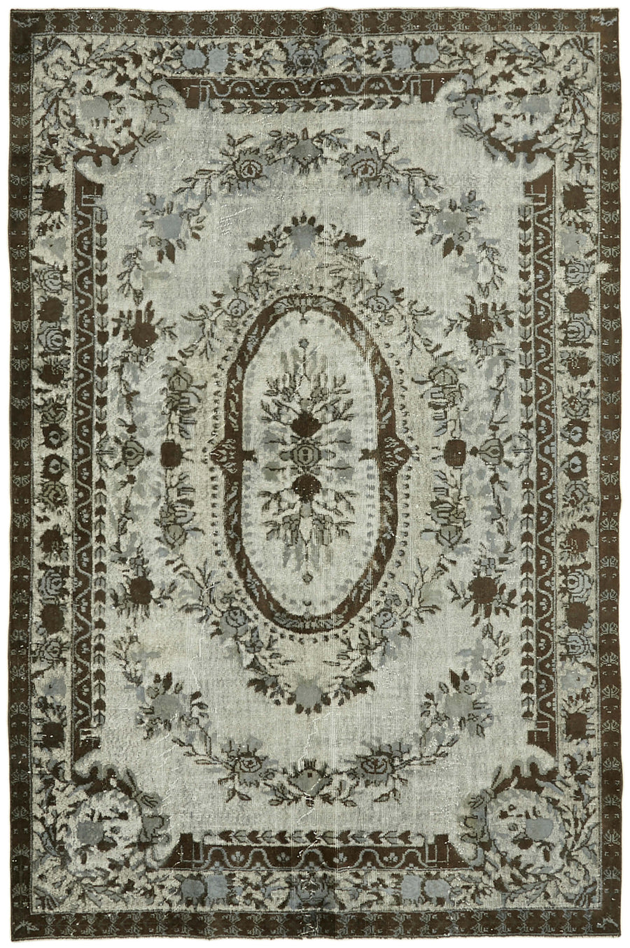 Besko Kahverengi Halı 6 m2 Beyaz Zeminli Çiçekli Oyma Desen 207x304 cm