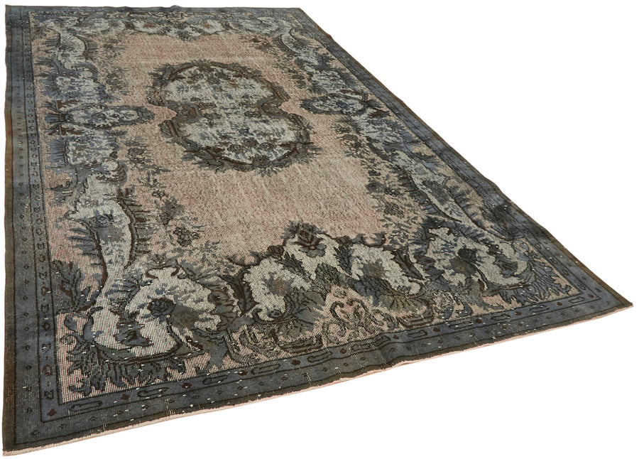 Besko Oyma Desenli Vintage Toz Pembe ve Gri Halı 210x326 cm – genel görünüm