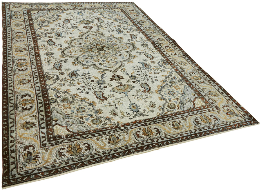 Besko Madalyon Desenli Krem ve Kahverengi Oyma Halı 211x287 cm 42634 – genel görünüm